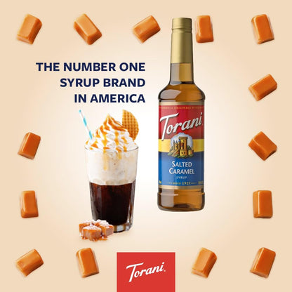 Torani Salted Caramel Coffee Syrup 750ml - Pure Cane Sugar Vegetarian