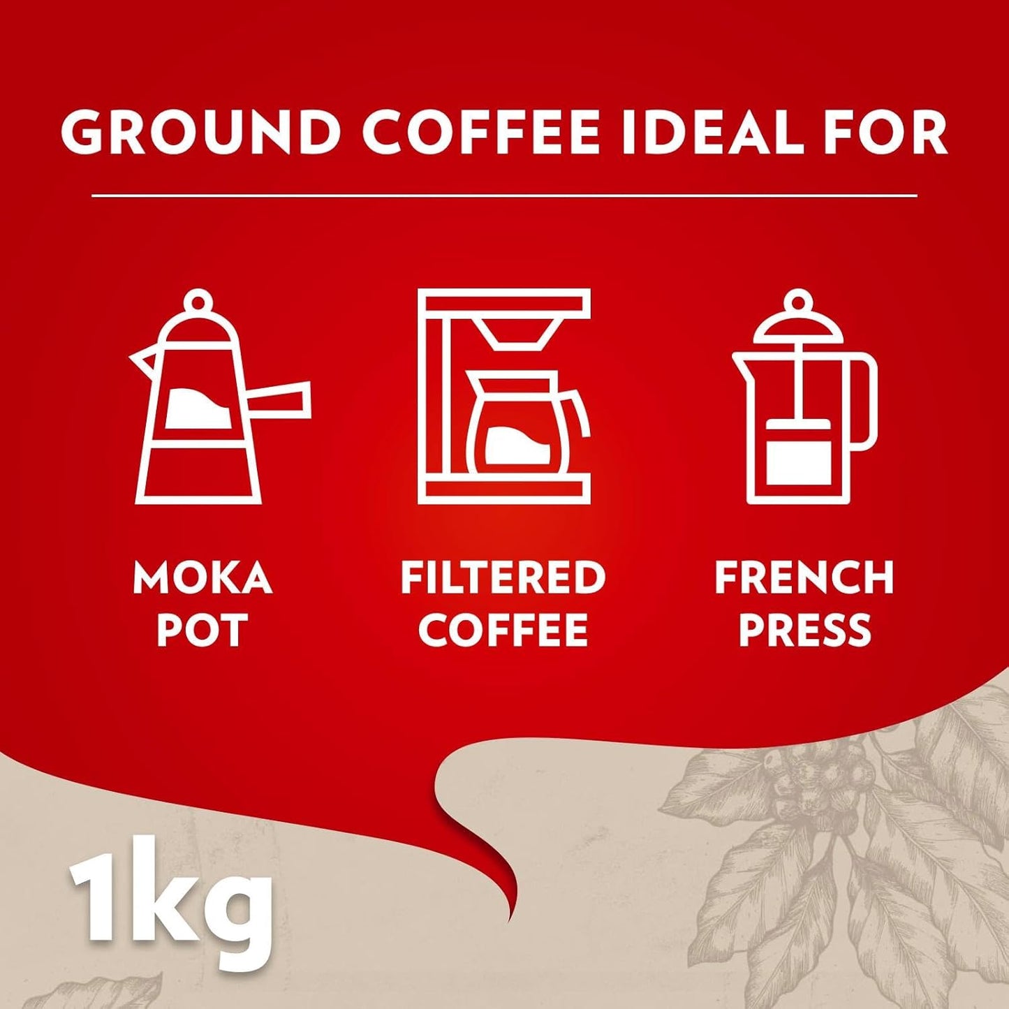 Lavazza, Qualità Rossa, Ground Coffee, 1 kg, Ideal for Moka Pots, with Aromatic Notes of Chocolate and Dried Fruits, Arabica and Robusta, Intensity 5/10, Medium Roasting, 4 x 250g