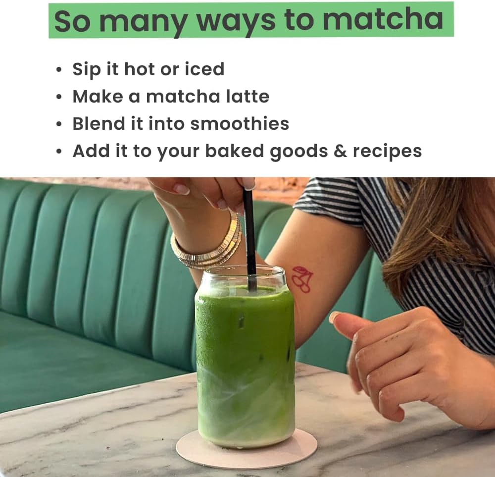 PureChimp Ceremonial Grade Matcha Powder 50g. 100% Pure Green Tea. Shade-Grown for MatchaLatte, Teas & Recipes. Recyclable Glass Jar. Antioxidant-Rich.