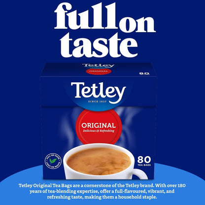 Tetley Original Black Tea Bags 480 - 6x80 Pack Rainforest Alliance British Tea