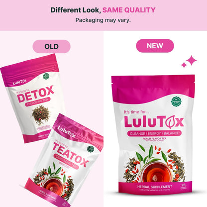 LULUTOX Original Detox Tea 28 Servings - Herbal Blend with Dandelion, Ginseng & Ginger