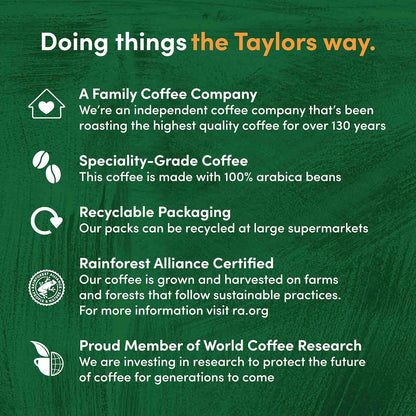 Taylors of Harrogate Lazy Sunday Ground Coffee 200g - Pack of 6 (1.2kg Total)