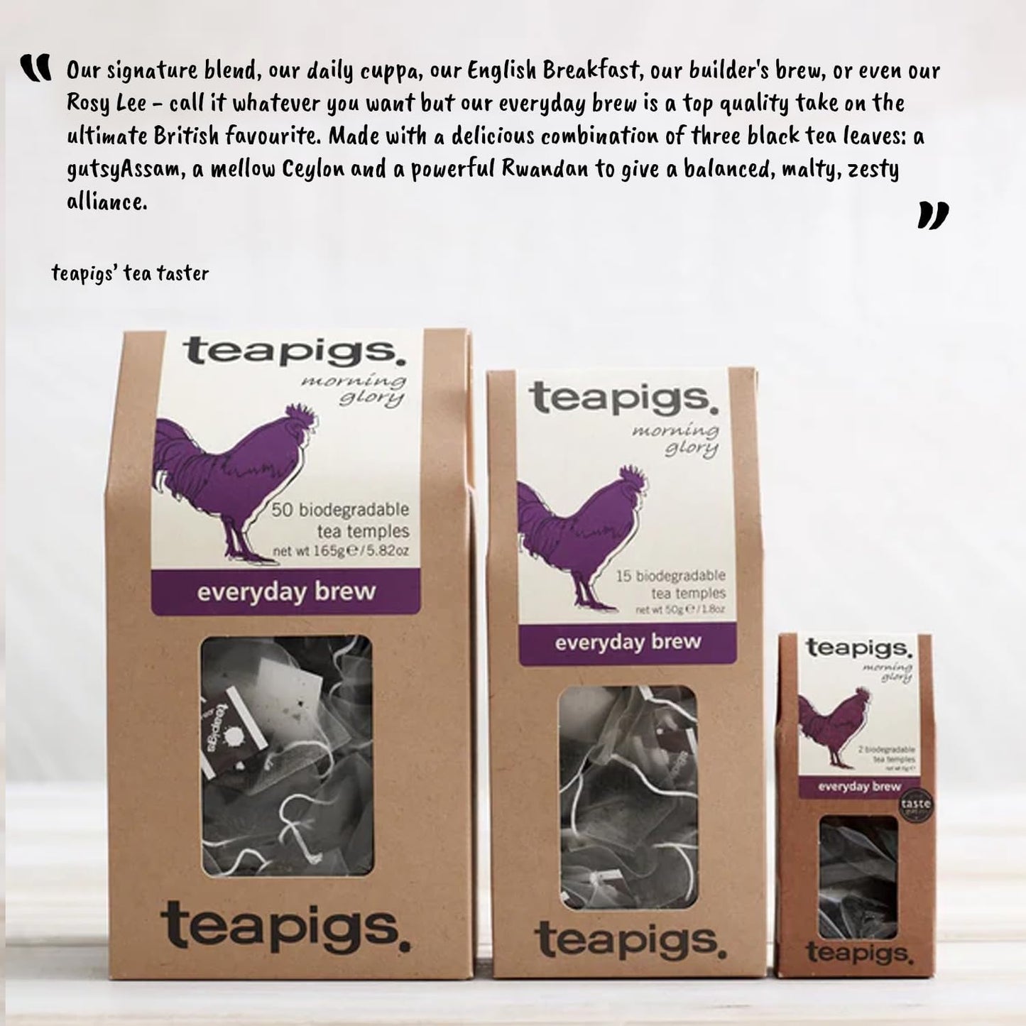 teapigs Everyday Brew Tea - Black Tea Bags Rich and Malty Blend 50 Temples