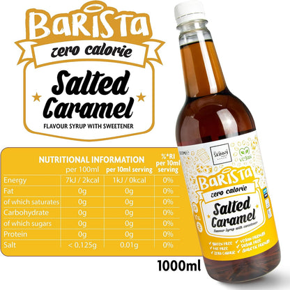 Skinny Food Co Salted Caramel Syrup Zero Calorie 1L - Sugar Free Vegan