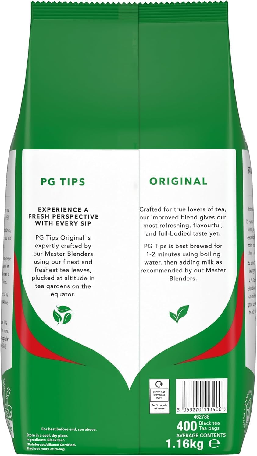 PG Tips Original Black Tea Bags 400 - Biodegradable Full-Bodied British Tea