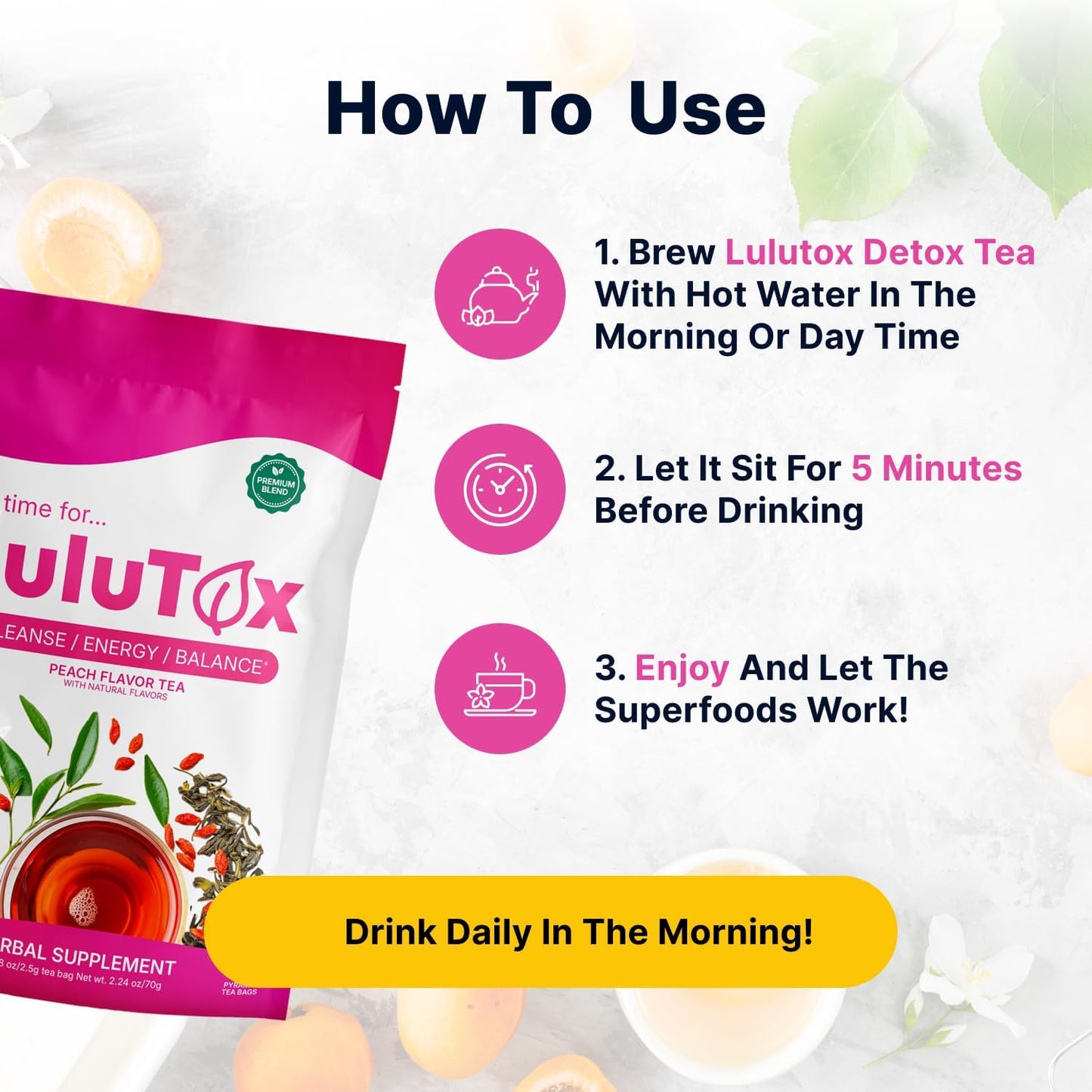 LULUTOX Original Detox Tea 28 Servings - Herbal Blend with Dandelion, Ginseng & Ginger