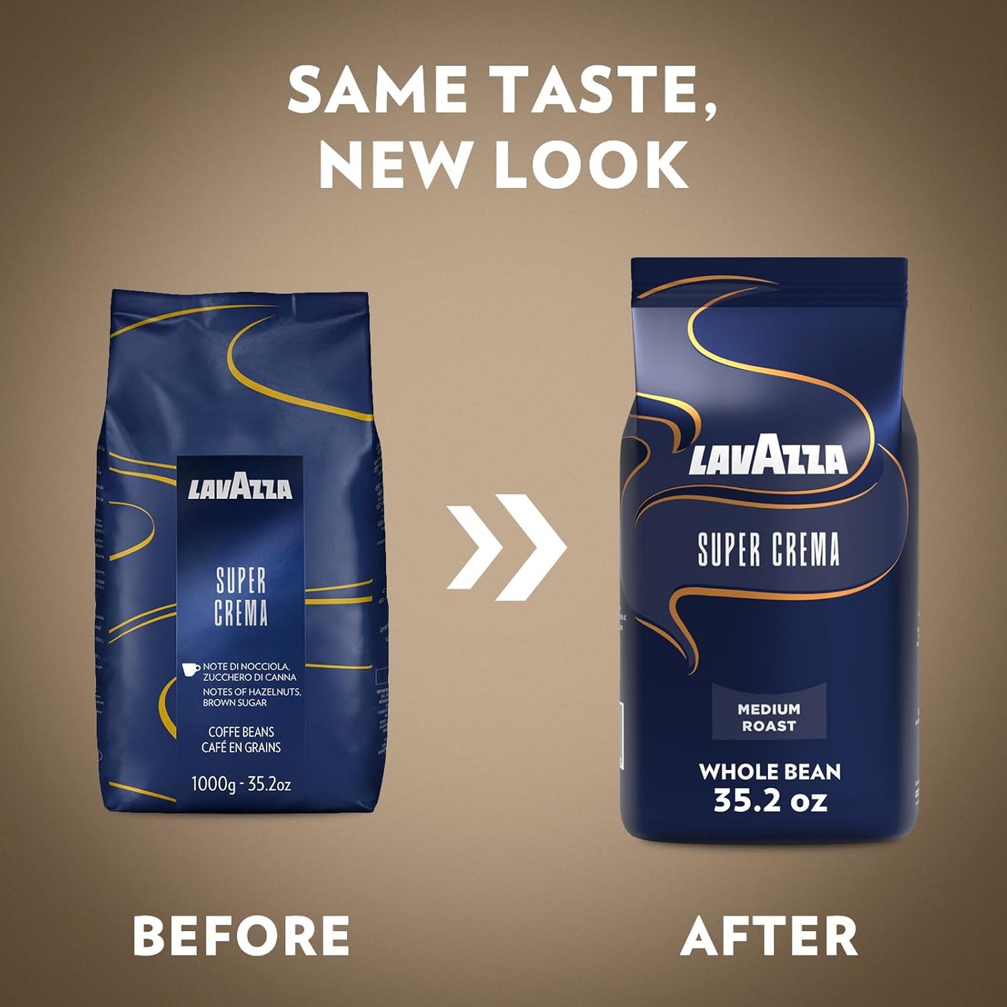 Lavazza Super Crema Whole Coffee Beans - Premium Italian Espresso Blend 1kg