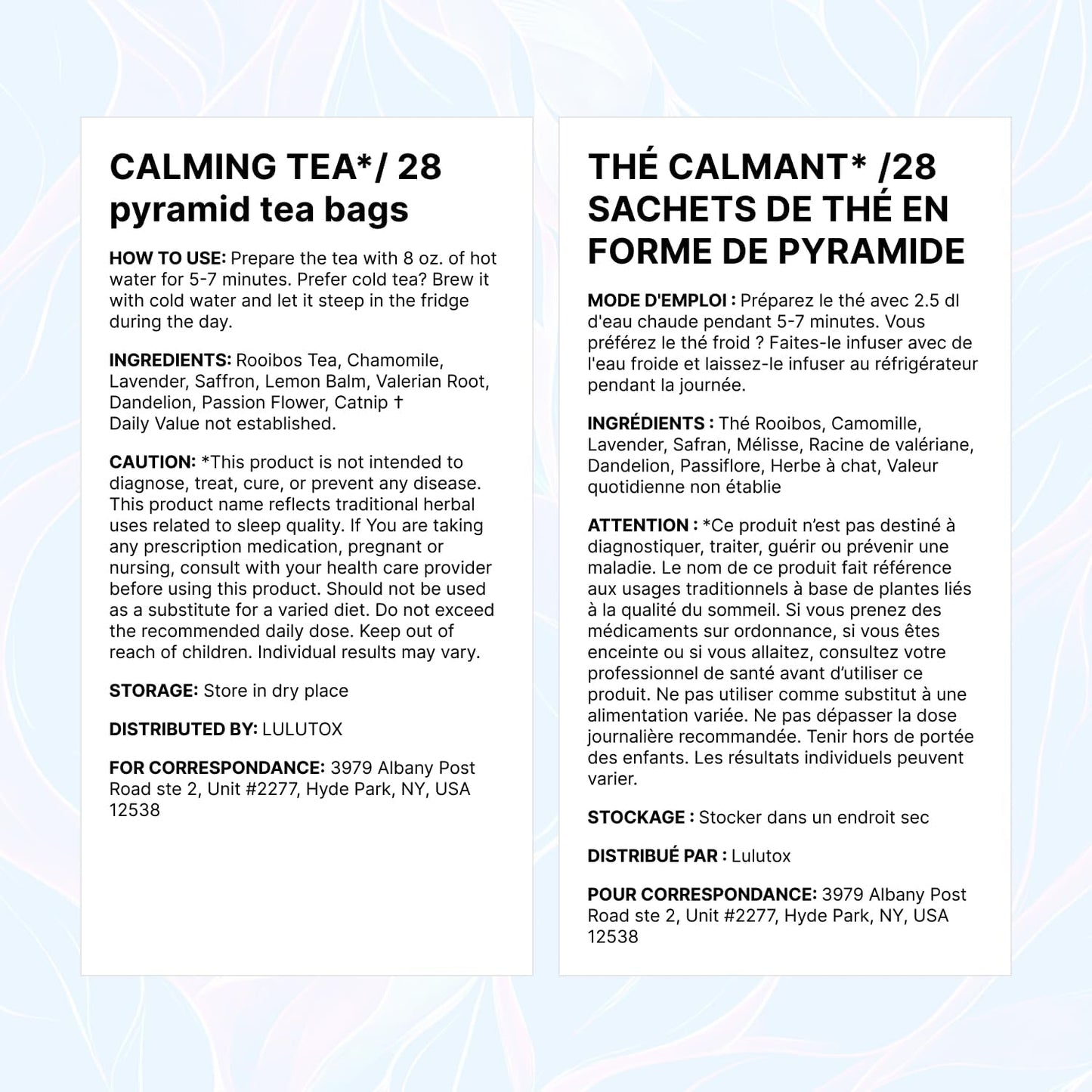 LULUTOX Bedtime Herbal Tea 28 Pyramid Bags - Natural Sleep Tea for Deep Rest