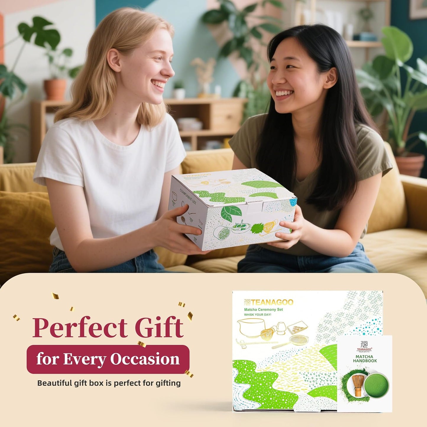 TEANAGOO 7 Pcs Matcha Set Pink - Ceremony Matcha Kit with Whisk Bowl Scoop Sifter