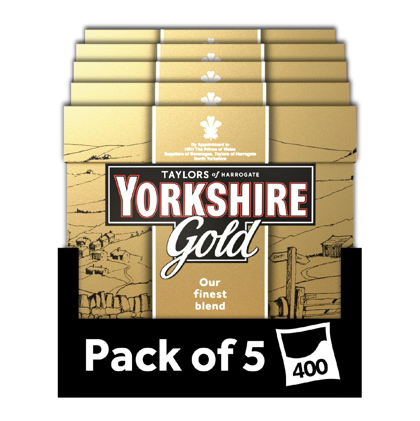Yorkshire Tea Gold 80 Tea Bags - Pack of 5 (400 Tea Bags Total)