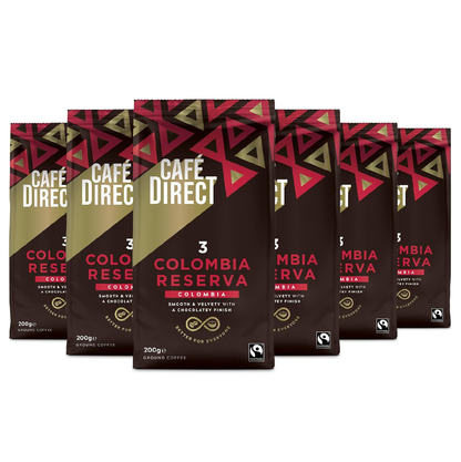 Cafédirect Cauca Valley Colombia Fairtrade Ground Coffee 200g - Pack of 6 (1.2kg Total)