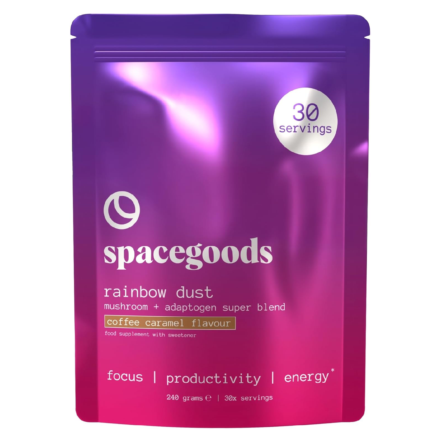 Spacegoods Rainbow Dust 240g Coffee Caramel - Mushroom Coffee with Lions Mane (30 Servings)-ExpressCo