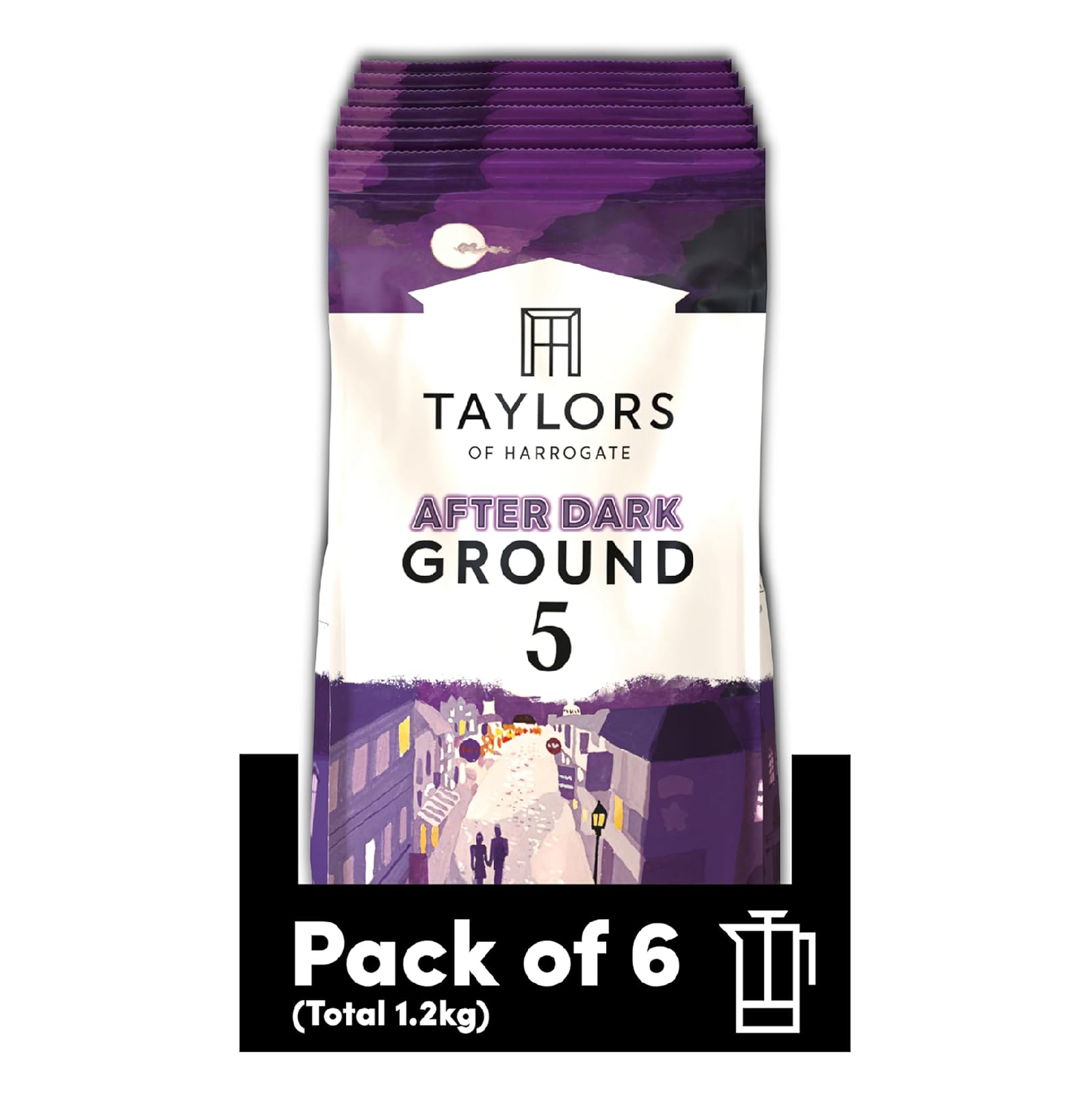 Taylors of Harrogate After Dark Ground Coffee 200g - Pack of 6 (1.2kg Total)