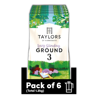 Taylors of Harrogate Lazy Sunday Ground Coffee 200g - Pack of 6 (1.2kg Total)