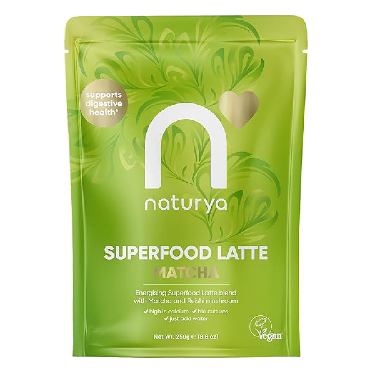 Naturya Matcha Superfood Latte 250g - Vegan Matcha Green Tea with Coconut & Reishi