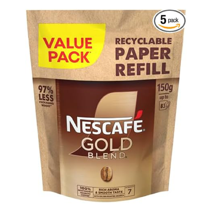 NESCAFÉ Gold Blend Refill 150g - 5 Pack Bundle | 416 Cups Premium Instant Coffee