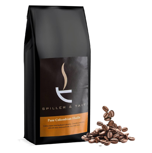 Spiller & Tait Pure Colombian Huila – Coffee Beans 1kg Bag – Top Speciality Columbian Coffee Beans Roasted in the UK – Gourmet Blend for Great Tasting Brew at Home