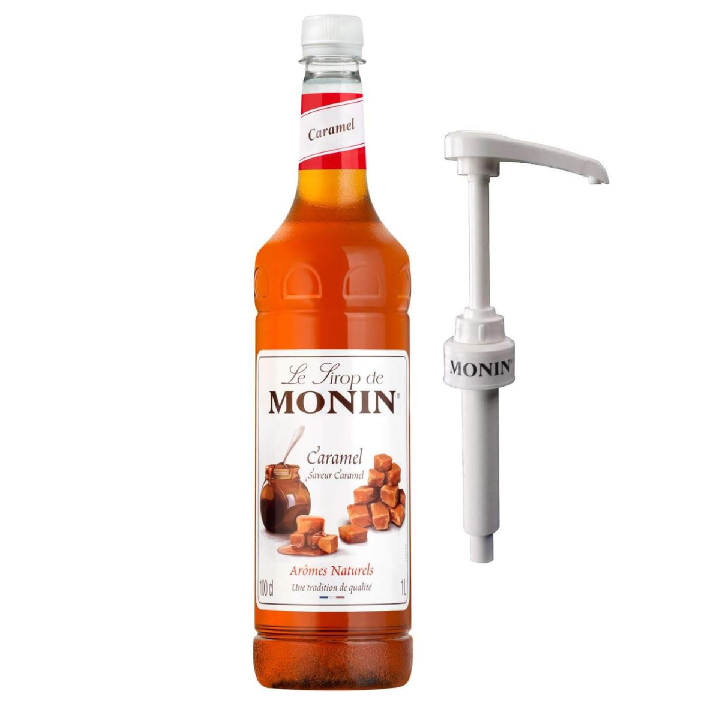 Monin Caramel Syrup 1 Litre with Pump - Premium Coffee Syrup