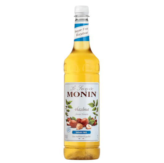 MONIN Premium Hazelnut Sugar Free Syrup 1L - Vegan Natural Coffee Syrup